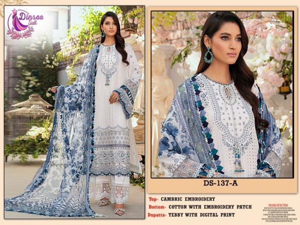 Dinsaa 137 Occasional Cambric Cotton Designer Pakistani Suit Collection
